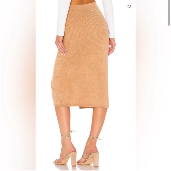 Free People beige Midi Skirt with slit knit size XS with stretch - Picture 3 of 7